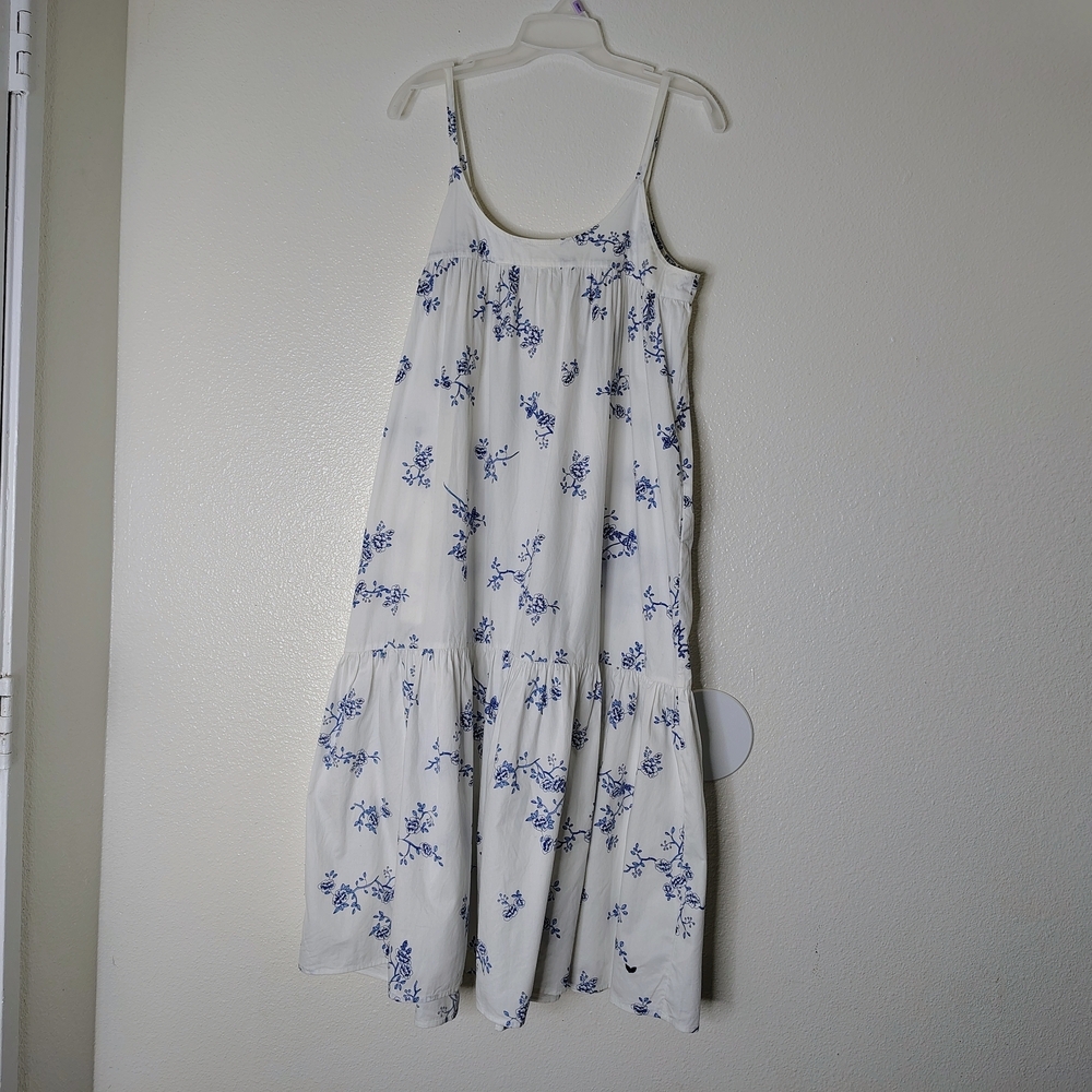 Plume Blue Floral Cotton Maxi Dress Women S Spaghetti Strap Cottagecore